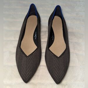 Rothy's Black and Tan Herringbone Point Heel | Size 9